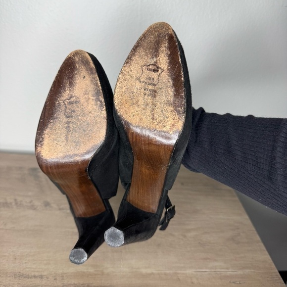 Stuart Weitzman Black Suede Platform Slingback Pumps Heels - Picture 8 of 8